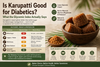 Four Indian sweeteners compared by glycemic index — karupatti, jaggery, nattu sakkarai and white sugar — showing why palm jaggery is the best choice for diabetics | Theerthaa