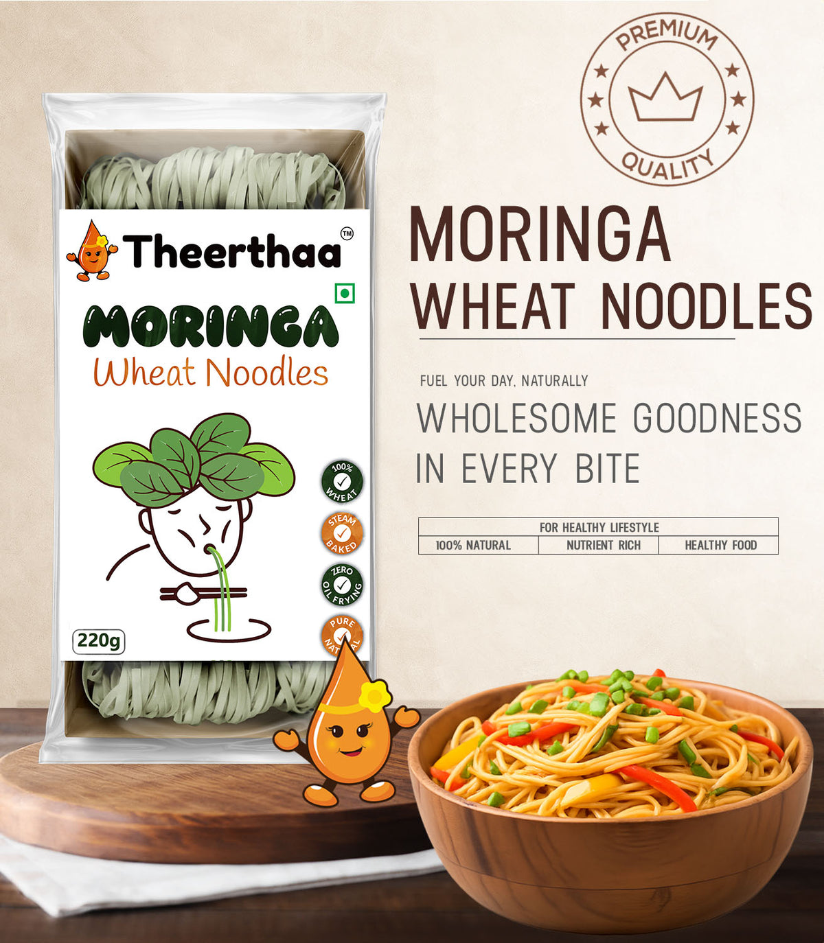 Moringa Wheat Noodles | healthy noodles | Theerthaa