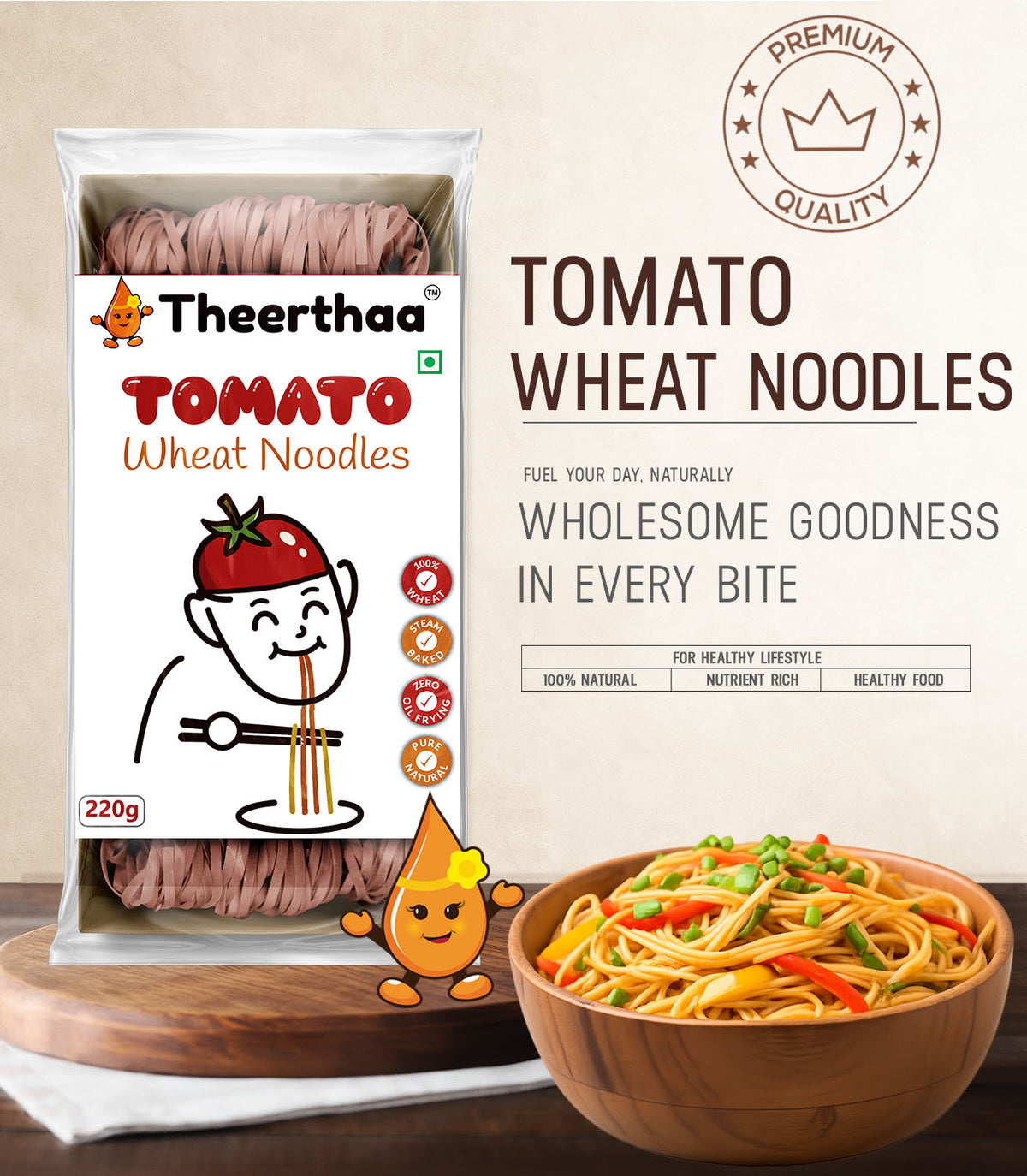 Tomato Wheat Noodles | healthy noodles | Theerthaa