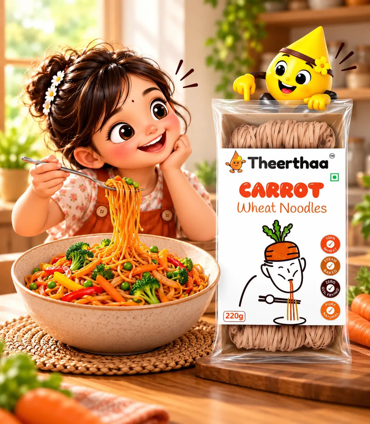 Carrot Wheat Noodles