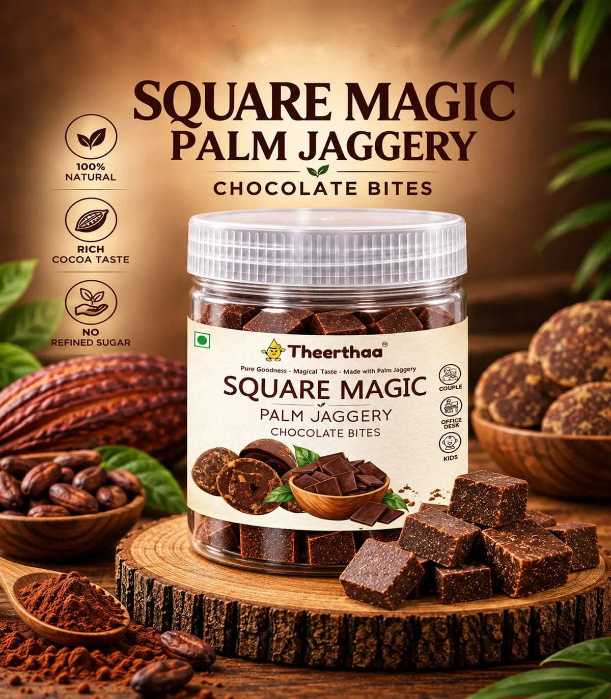 Square Magic Palm Jaggery - Chocolate Bites